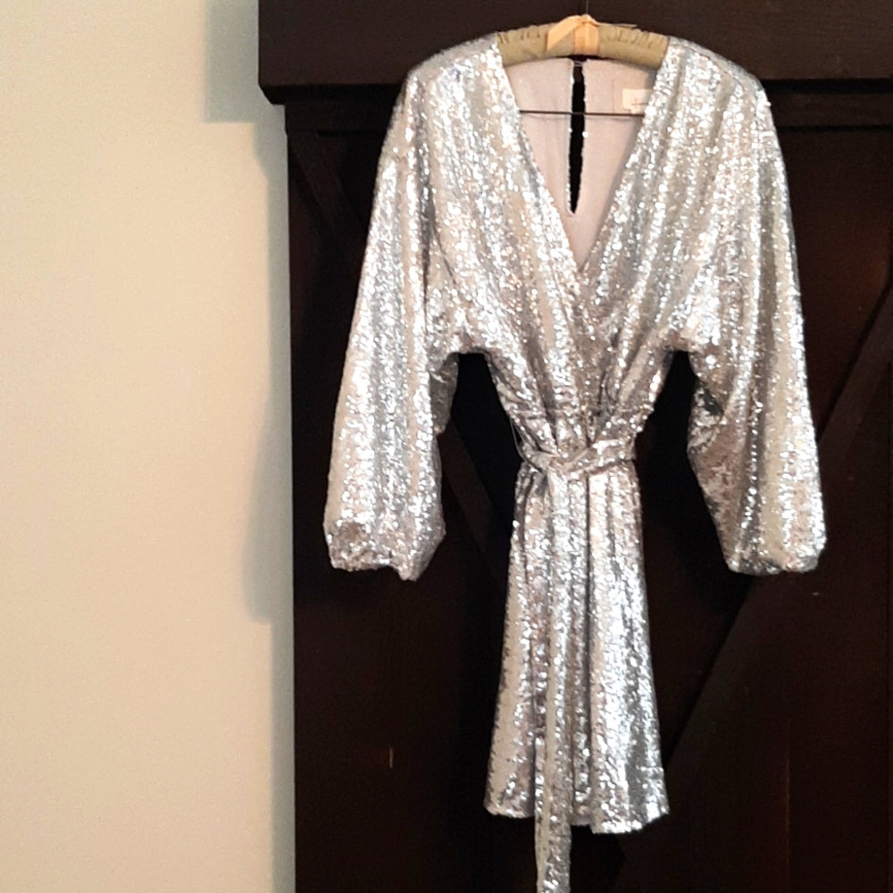 ANTHROPOLOGIE Lisabette Sequined Dress Christmas Party Large